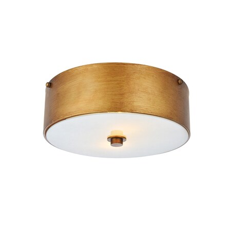 Elegant Lighting Hazen 2 light 12 inch Vintage Gold flush mount LD6022